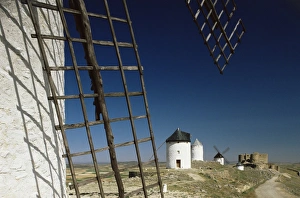 European Windmills Stampe: Windmills and castle