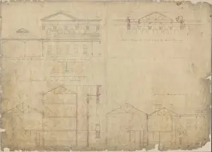 British Railway History Stampe: Huddersfield Station - Elevations and Sections of the Platform Roof