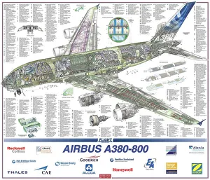 Poster di disegno a sezione trasversale Airbus A380-800