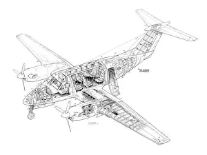 Disegno a taglio della Beech King Air 200
