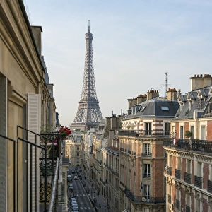 Vista dalto con la torre dellEiffel a sfondo, Parigi, Francia