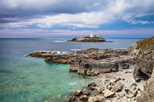 South West England Landmarks Stampe: Godrevy Lighthouse, North Cornwall, Cornwall, England, UK