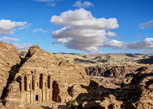 UNESCO Heritage Site Jordan Stampe: The Monastery, Ad-Deir, elevated view, Petra, Ma an Governorate, Jordan