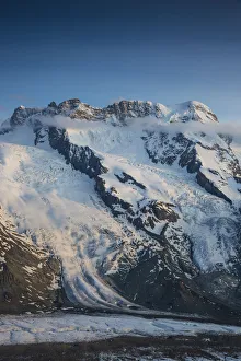 Swiss Mountain Range Stampe: Monte Rosa range & Gornergletscher, Zermatt, Valais, Switzerland