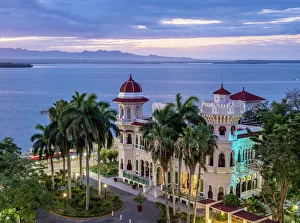 Atlantic Ocean Coastline Photos Stampe: Palacio de Valle at dawn, elevated view, Cienfuegos, Cienfuegos Province, Cuba