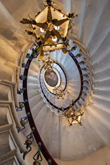 Friuli Venezia Giulia Landmarks Stampe: Spiral stairs in Duino castle, Duino, province of Trieste, Friuli Venezia Giulia, Italy