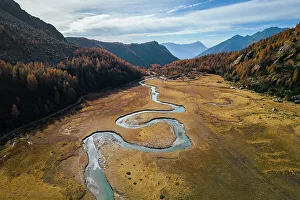 Lombardy Landscape Photography Stampe: winding Duino river in Preda Rossa valley. Val Masino, Sondrio province, Lombardy, Italy