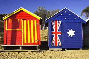 Brighton Beach Huts Stampe: Bathing Boxes, Middle Brighton Beach, Port Phillip Bay, Melbourne, Victoria, Australia