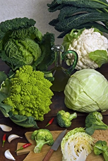 Brassica Oleracea Varieties Stampe: Cabbages: -Clockwise- Broccoli, Cauiliflower fractal (Brassica oleracea L. var. italica)