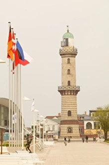 Europe Coastal Towns Stampe: warnemunde llighthouse