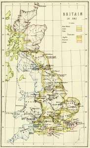 Mappa della Britannia nel 597 d.C.