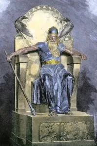 Mitologia Norrena Stampe: Odino sul suo trono.