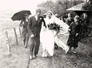 West Sussex Record Office Archives Stampe: Wedding in the rain
