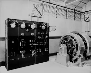 American Industry History Stampe: Control panel and dynamo (generator)
