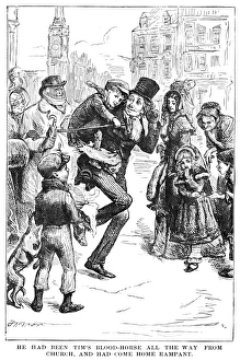 Charles Dickens Biography Images Stampe: BOB CRATCHIT & TINY TIM. Wood engraving from a 19th century American edition of Charles Dickens A Christmas Carol