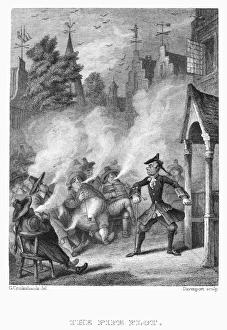 Antique Steel Engraving Stampe: CRUIKSHANK: PIPE PLOT. The pipe plot
