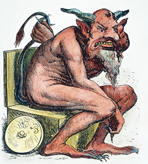 French 19th Century Art Stampe: DEVIL: BELPHEGOR. The Biblical demon of evil