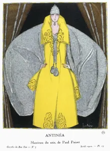MODA DONNE, 1920. Una donna che indossa un cappotto da sera disegnato da Paul Poiret