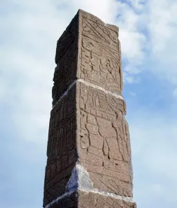 Mexico Ancient Ruins Stampe: MEXICO: AZTEC COLUMN. Aztec rectangular column with bas-reliefs, 1200-1500 A. D