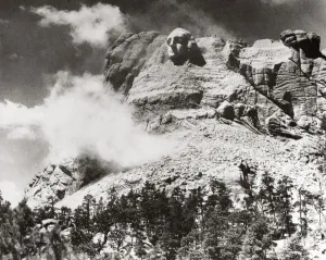 South Dakota Landmarks Stampe: MOUNT RUSHMORE, c1934. The construction of Mount Rushmore