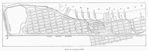 Vintage Engraving Artwork Stampe: MAP: PULLMAN, c1885. Map of the planned community of Pullman