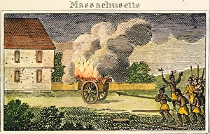 Native American Warfare Stampe: NATIVE AMERICAN ATTACK, 1675