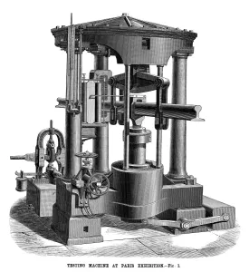 Scienza Stampe: MACCHINA DI PROVA, 1878. Una macchina di prova universale