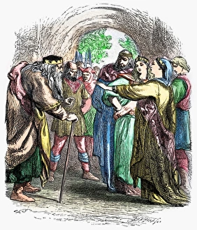 William Shakespeare Drama Stampe: SHAKESPEARE: KING LEAR. Regan and Goneril turn away their father in Act II Scene IV of William Shakespeares King Lear