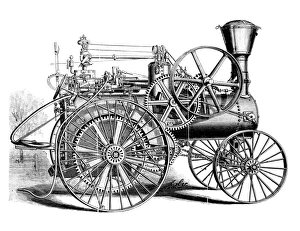 Late 19th Century Transportation Stampe: TRACTION ENGINE, 1886. A traction engine