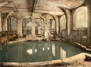 INGHILTERRA: BAGNI ROMANI. Interno di antichi bagni romani a Bath, Inghilterra. Fotochrome