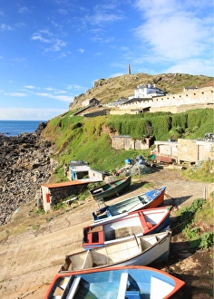 Stampe di Il Capo di Cornovaglia, in Cornovaglia, si trova a quattro miglia a nord della punta più occidentale dell'Inghilterra vicino al paese di St Just. guarda verso l'Atlantico Paolo Stampe: Cape Cornwall
