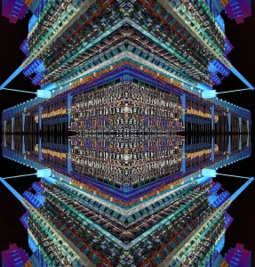 Abstract Background Images Stampe: Abstract visualization, reflections in Electric road, Hong Kong