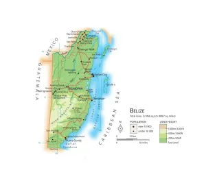 Stampe di Mappa del Belize Mappa Stampe: Mappa del Belize.