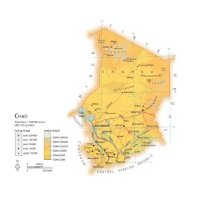 Central Africa Geography Stampe: Map of Chad