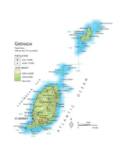 Caribbean Geography Stampe: Map of Grenada