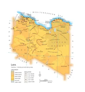 North Africa Geography Stampe: Map of Libya