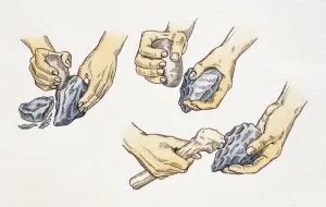 Illustrazioni 2 Stampe: 'Sequencem, creando strumenti e armi di selce utilizzando rocce