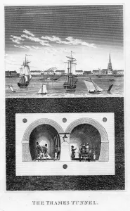 Isambard Kingdom Brunel Engineer Stampe: Cross- section showing arched masonry tunnel