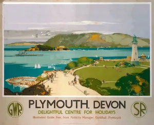 Plymouth, Devon, locandina GWR / SR, 1938