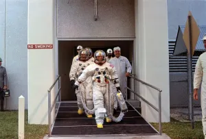 NASA Space Mission Stampe: Astronauts Heading For the Launch Complex