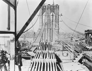 Civil Engineering History Stampe: Brooklyn Bridge Under Construction