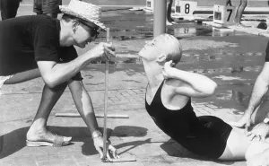 Swimming Pool Scene Stampe: Checking Out