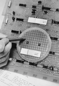Futuristic Technology Stampe: Close up View of Microprocessor Chip