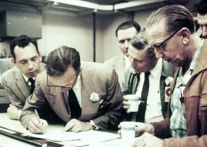 Early Space Exploration History Stampe: Lab Scientists Computing Data