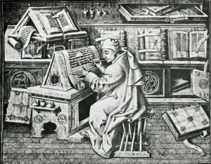 Religious Art History Stampe: Monk Working on Scriptural Document