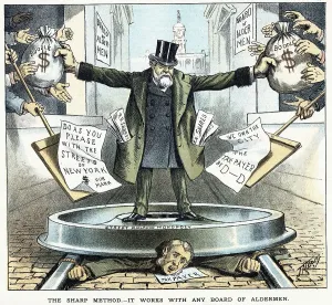 Jay Gould Cartoon Stampe: The Sharp Method by J.A. Wales
