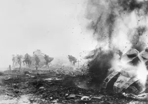 World War I Images Stampe: Tank Exploding into Flames