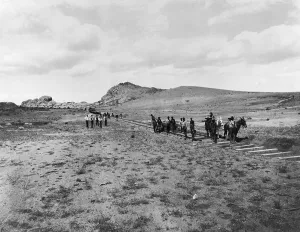 Civil Engineering History Stampe: Workers Laying Railroad Tracks