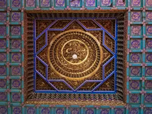 Beijing China Landmarks Stampe: Detail of ceiling, view from below