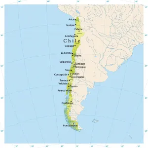 Stampe di +++ Mappa Stampe: Mappa Vettoriale del Cile.